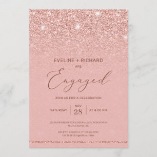 Elegant chic rose gold glitter sparkles engagement invitation
