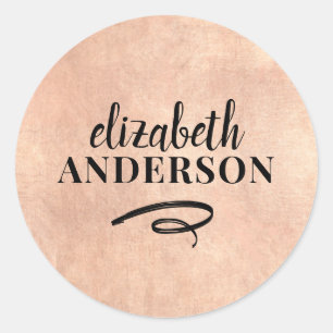 Elegant Chic Rose Gold Modern Minimalist Classic R Round Sticker