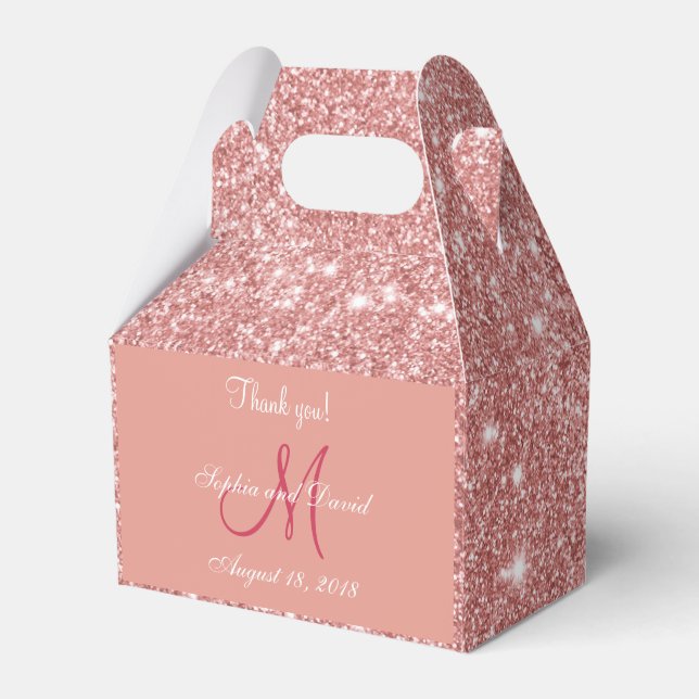 Elegant Chic Rose Gold Monogram Wedding Favor Favor Boxes (Front Side)