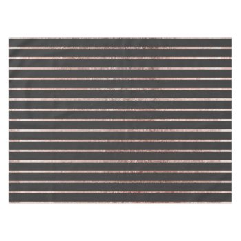 Elegant Chic Rose Gold Stripes And Black Tablecloth by BlackStrawberry_Co at Zazzle