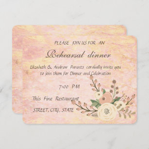 Elegant Chic Rose Marble Floral Rehearsal Dinner Invitation
