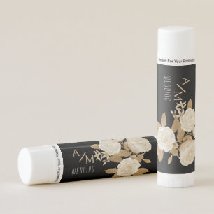 Elegant Chic Rose Monogram Black  Lip Balm
