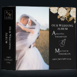 Elegant Chic Rose Monogram Black Photo  3 Ring Binder<br><div class="desc">Romantic and chic rose design.</div>