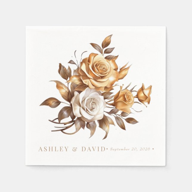 Elegant Chic Rose | Romantic Engagement Party Napkins (Front)