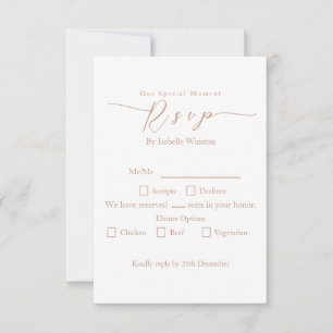Elegant Chic Rose Wedding Dinner Option RSVP