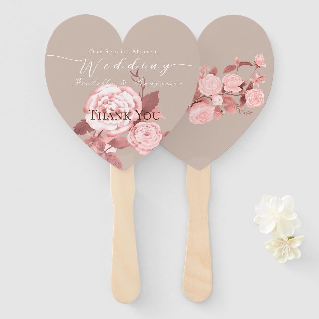 Elegant Chic Rose Wedding Hand Fan (Front and Back)