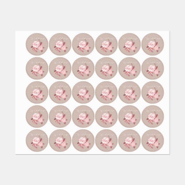 Elegant Chic Rose Wedding Labels (Sheet)