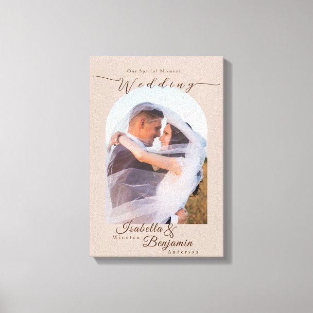 Elegant Chic Rose Wedding Photo Canvas Print (Front)