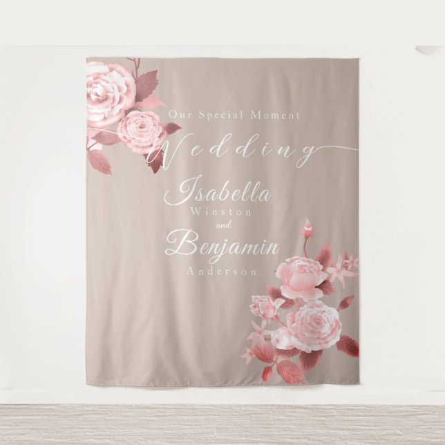 Elegant Chic Rose Wedding  Tapestry (Front)