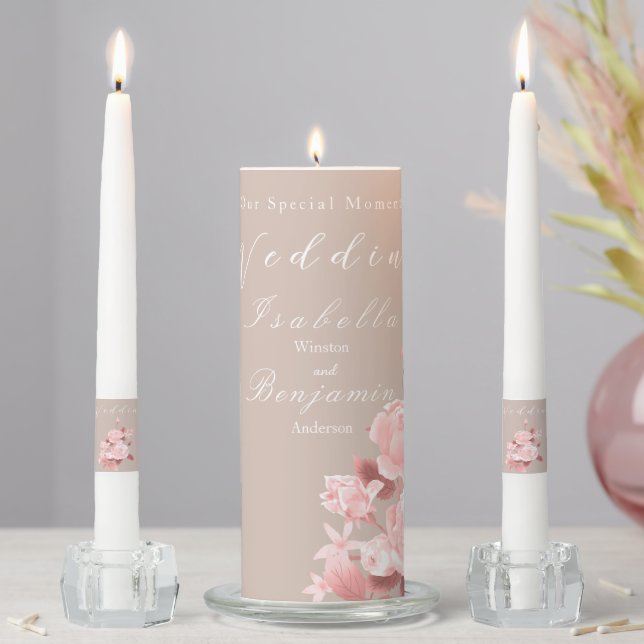 Elegant Chic Rose Wedding  Unity Candle Set (In Situ)