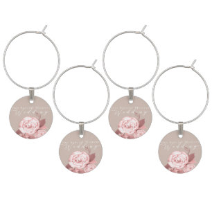 Elegant Chic Rose Wedding Wine Charm