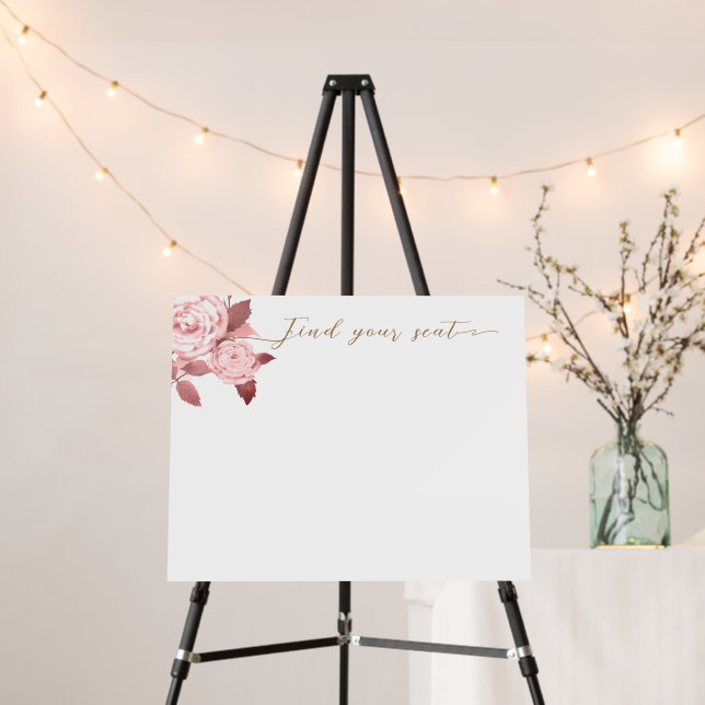 Elegant Chic Rose White Blank Seating Charts Foam Board (In Situ (Stand))