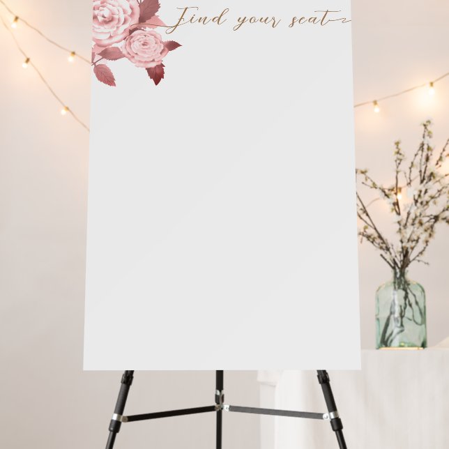 Elegant Chic Rose White Blank Seating Charts Foam Board (In Situ (Stand))