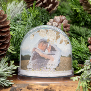 Elegant Chic Rose White Paperweight Snow Globe