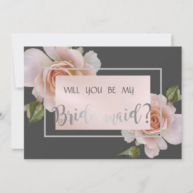 Elegant Chic Roses  Bridesmaid Card (Front)