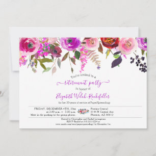 Elegant Chic Roses Floral Photo Retirement Party  Invitation