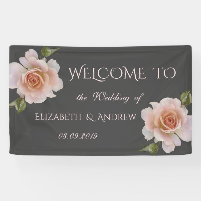 Elegant Chic Roses   Wedding Banner (Horizontal)