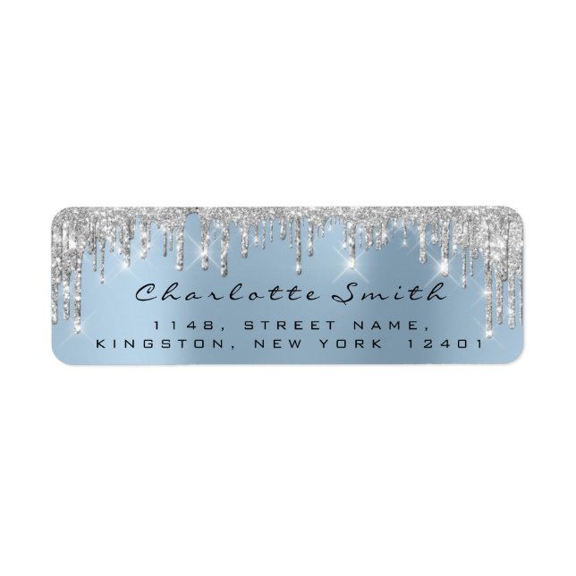 Elegant Chic Royal Blue Silver Gray RSVP Label (Front)