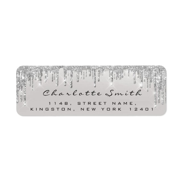 Elegant Chic Royal Grey Silver Gray RSVP Label (Front)