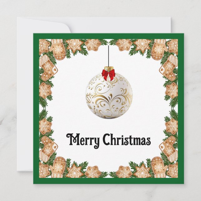 Elegant Chic Rustic Colorful Merry Christmas Ball  Holiday Card (Front)