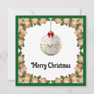 Elegant Chic Rustic Colorful Merry Christmas Ball Holiday Card