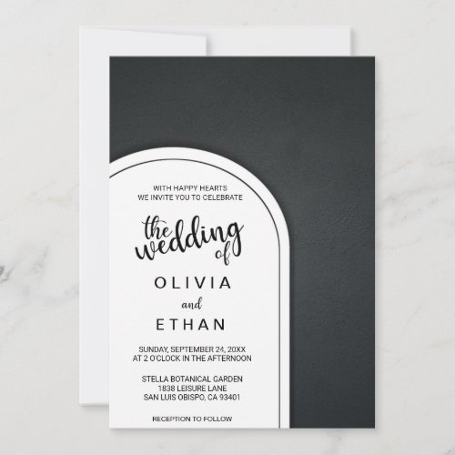 Elegant chic rustic fancy black Wedding Invitation