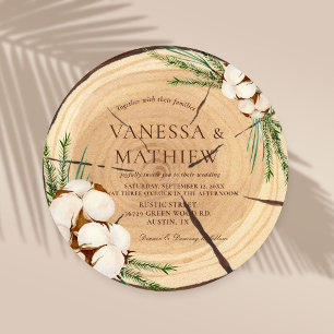 Elegant & Chic Rustic Wedding Wooden Cut Unique Invitation