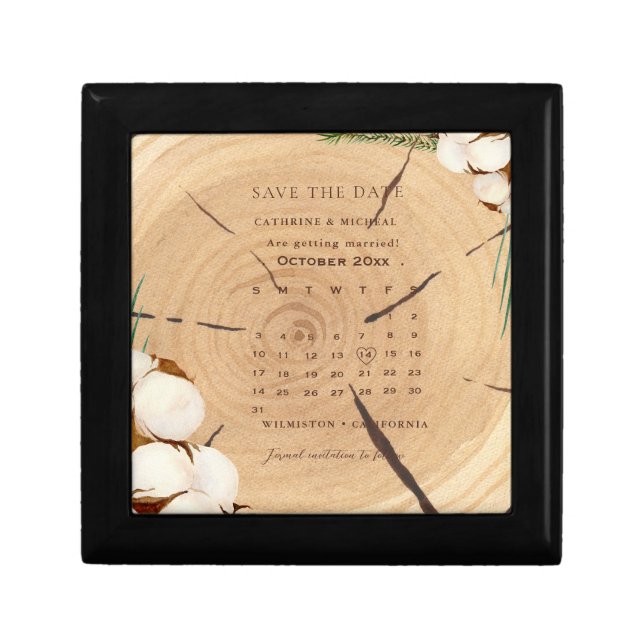 Elegant & Chic Rustic Wedding Wooden save the date Gift Box (Front)