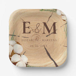 Elegant & Chic Rustic Wedding Wooden Thank You Paper Plates
