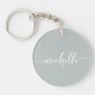 Elegant Chic Sage Green Monogram Script Keychain