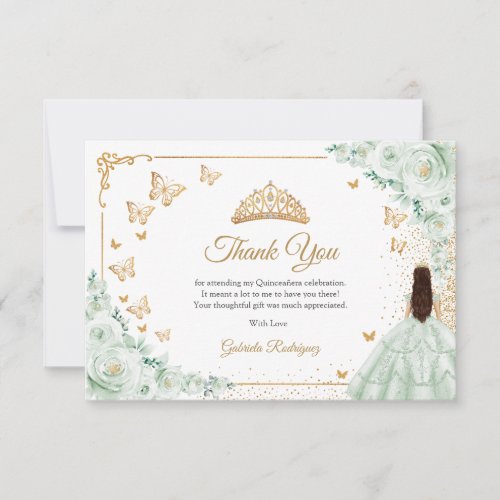 Elegant Chic Sage Green Roses Gold Quinceanera