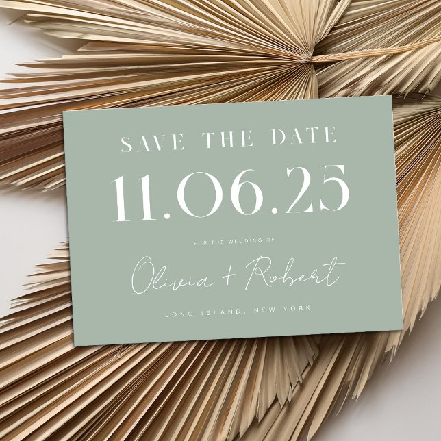 Elegant Chic Sage Green Wedding Date Save The Date (Creator Uploaded)