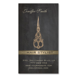 Elegant chic scissors chalkboard hair stylist magnetic business card