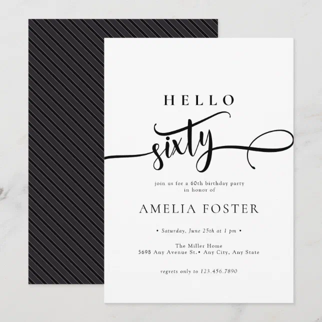 Elegant Chic Script 60th Birthday Invitation | Zazzle