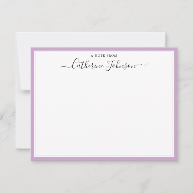 Elegant Chic Script Calligraphy A Note From Purple (Front)