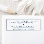 Elegant Chic Script Christmas Return Address Label<br><div class="desc">Elegant,  Modern Navy and White Hand Lettered Christmas Family Return Address Labels. Featuring a pretty hand-written script with saying "merry christmas" in swash-tail font,  a little heart shape,  around thin line frame background. Great for Christmas holiday season,  easy to personalize them with your names and return address info.</div>