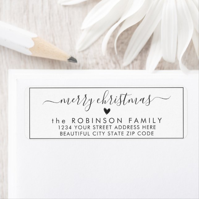 Elegant Chic Script Christmas Return Address Label (Insitu)