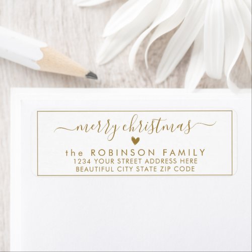 Elegant Chic Script Christmas Return Address Label