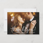 Elegant Chic Script Love Heart Wedding Photo Thank You Card (Front)