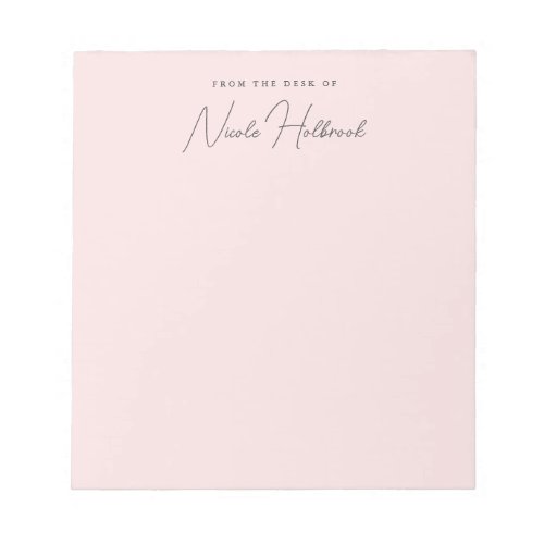 Elegant Chic Script Name Blush Pink Personalized  Notepad