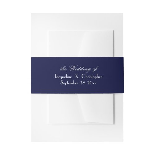Elegant chic script names simple modern wedding  invitation belly band