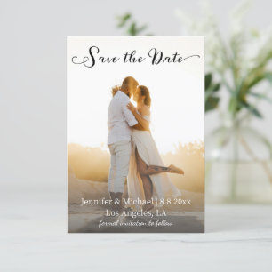 elegant chic script photo wedding save the date