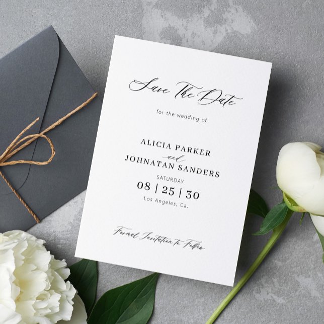Elegant chic script simple minimalist wedding save the date (Creator Uploaded)
