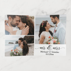 elegant chic script wedding  photo collage trinket tray
