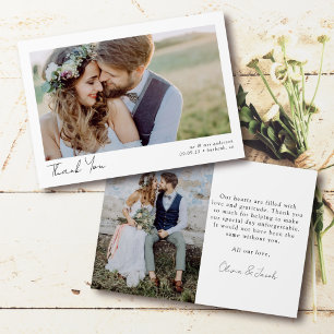 Elegant Chic Script Wedding Photo Thank You Card