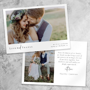 Elegant Chic Script Wedding Photo Thank You Card