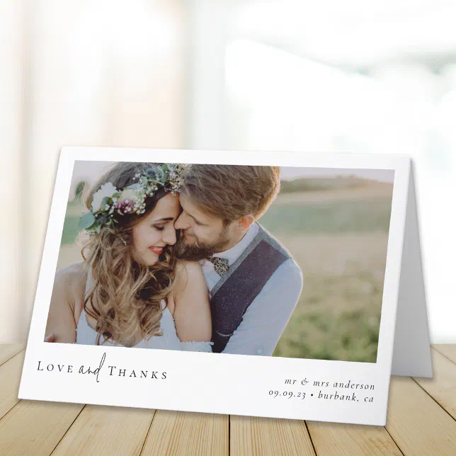 Elegant Chic Script Wedding Photo Thank You Card | Zazzle