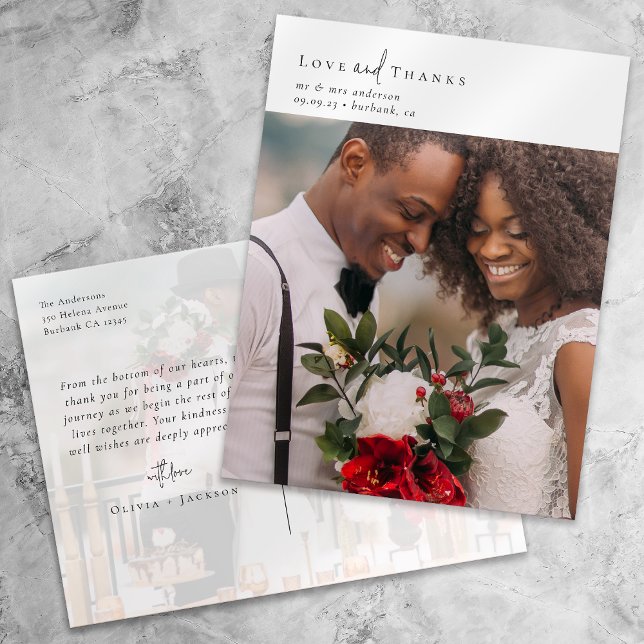 Elegant Chic Script Wedding Photo Thank You Postcard (Creator Uploaded)