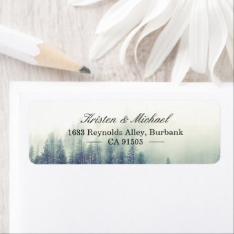 Elegant Chic Seasonal Pine Trees Forest Label | Zazzle