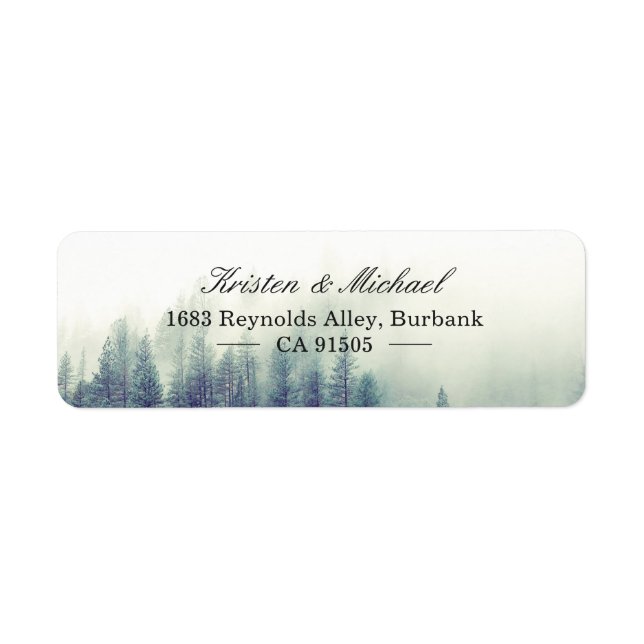 Elegant Chic Seasonal Pine Trees Forest Label (Front)